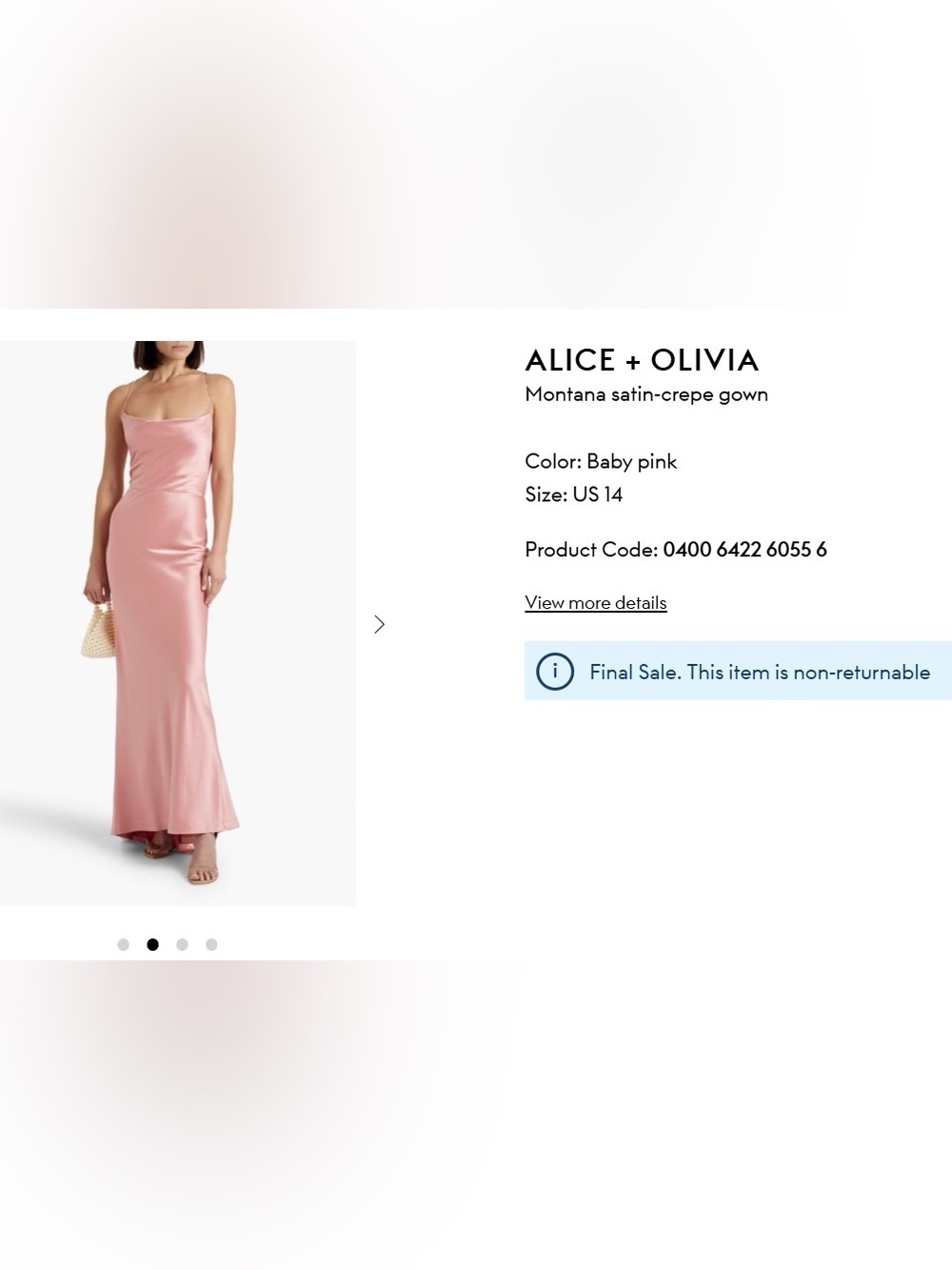 Alice + Olivia Montana Satin-Crepe Gown in Baby Pink - Picture 4 of 5